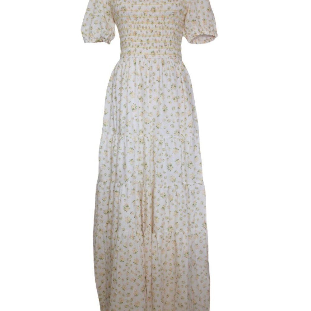 Light yellow Floral Maxi Spring Dress - Picture 2 of 5